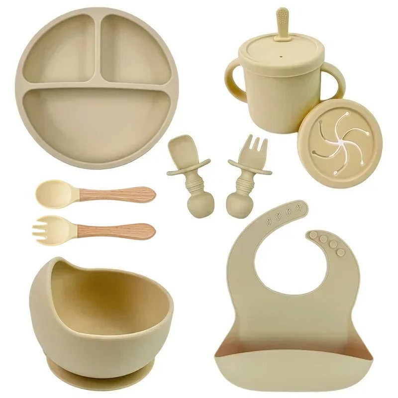 Food grade silicone baby dish set